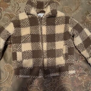 Primark Kids Checkered Puffer Jacket - Brown and Cream